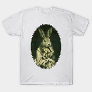 Victorian Hare Girl Oval Design T-Shirt